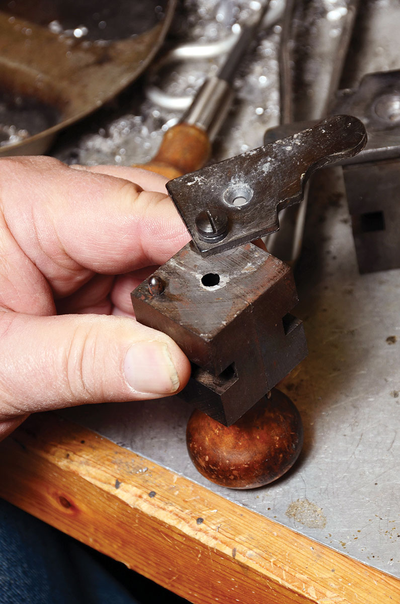 Trying to cast too fast results in lead smears atop mould blocks.